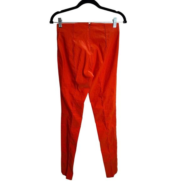 Veronica Beard Slim Linen Blend Mid Rise Orange Honolulu Pant Size 0 - Picture 6 of 10